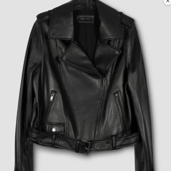 NWT Leather Jacket, Black Moto, Universal Standard S (size 14-16) MSRP $698 - Picture 1 of 11